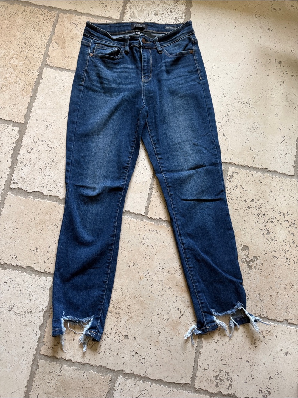 Dark Blue Distressed Hem Women’s Jeans